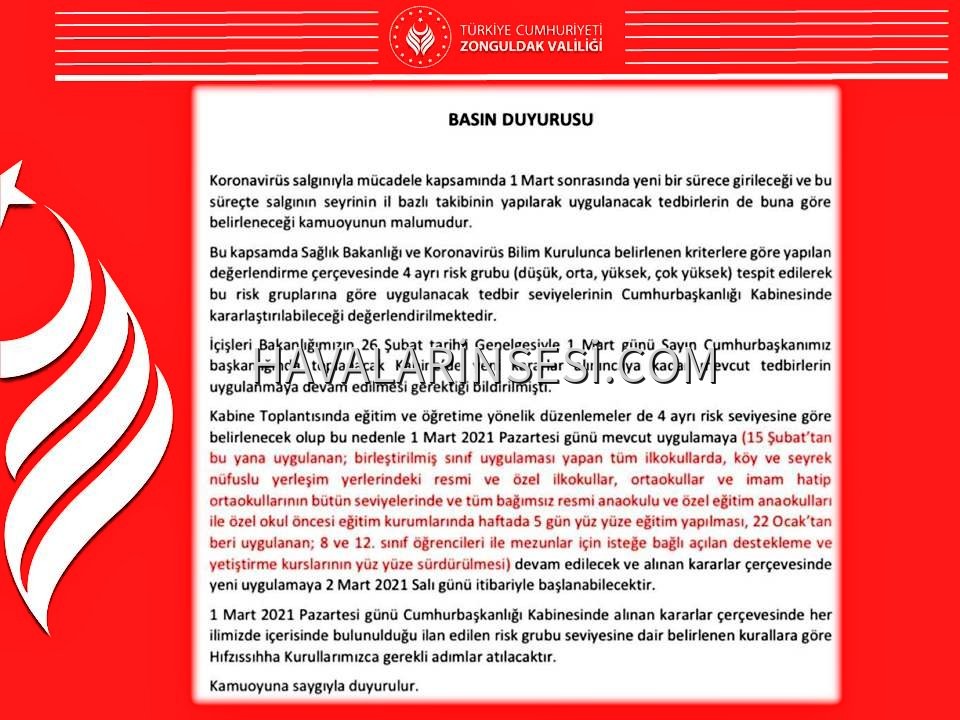 ZONGULDAK VALİLİĞİ DUYURU